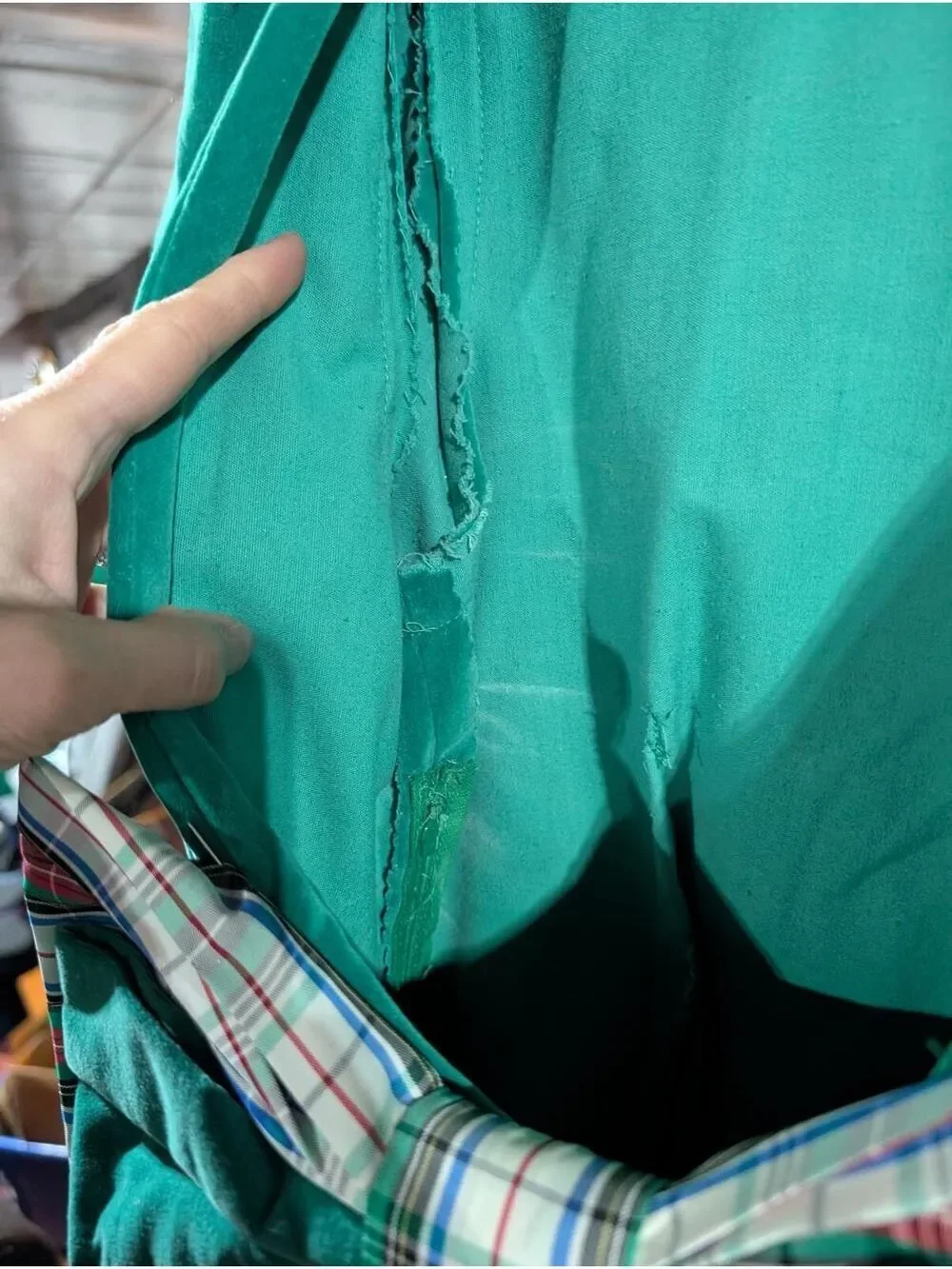 Christmas special! Green Long Sleeve Dress w/Plaid Skirt & Bow Detail Small